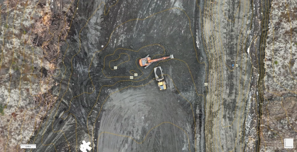 Orthophoto with detailed contour mapping