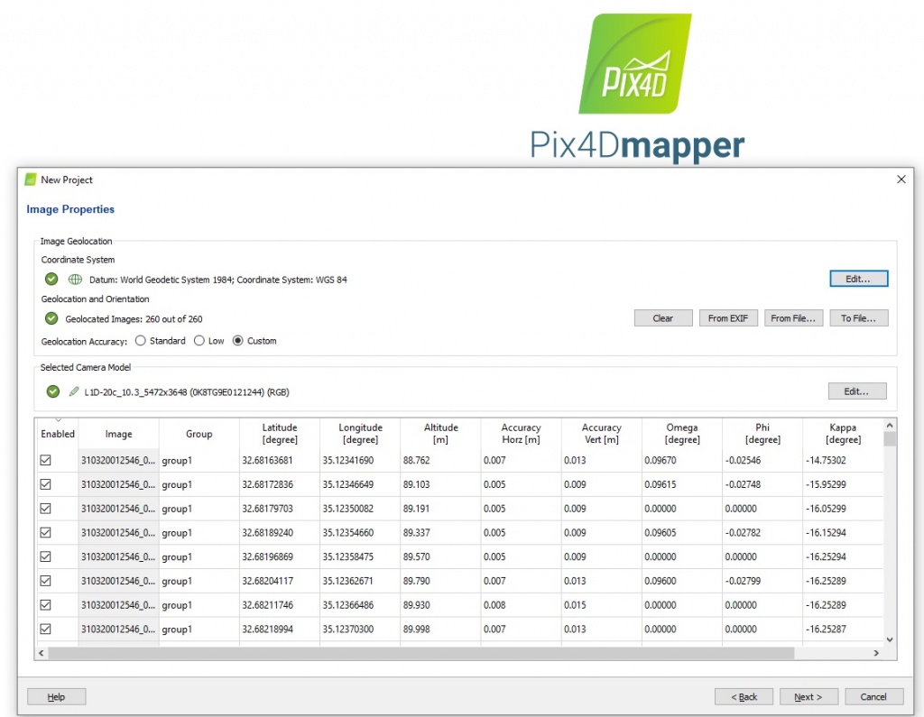 Automatic import of image coordinates and their accuracy. Automatic import of image coordinates and their accuracy.