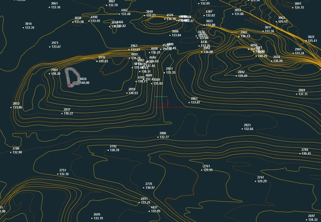 Contour lines and survey pickets