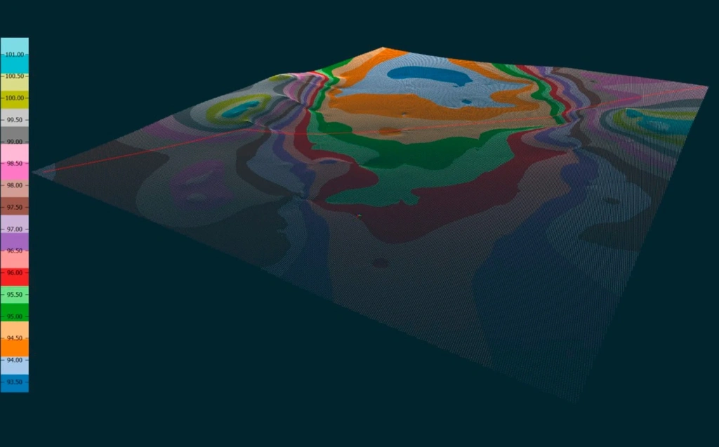 Bathymetric data displayed in LIDAR360